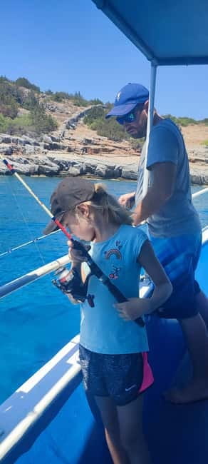 Crete: Boat Cruise with Fishing, Swimming, Lunch, and Drinks - Swimming and snorkeling in Mirabello Gulf