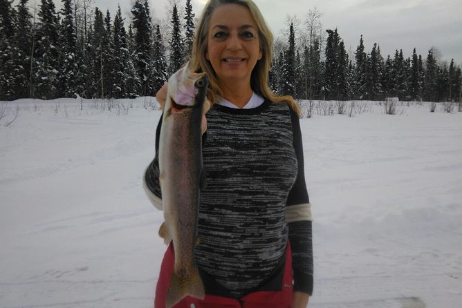 Fairbanks Ice Fishing Expedition in a Heated Cabin with Fish Cookout - Starting near North Pole and heading onto the ice