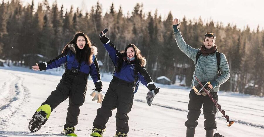From Rovaniemi: Snowshoeing and Ice Fishing Tour - Fire-making, hot drinks, and a warm shelter
