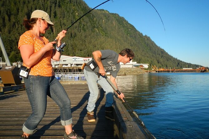 Juneau Shore Fishing for Alaskan Salmon - Learning to fish for Alaskan salmon