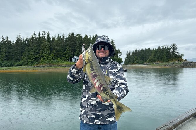 Juneau Shore Fishing Shuttle and Gear - Getting equipped with a rod, lure, and waders