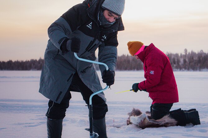 Levi Ice Fishing Experience in the Wild with Campfire Treats - From Levi to Lompolo in 35 minutes