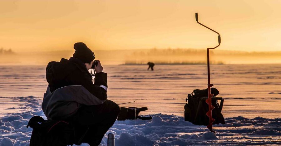 Levi: Ice Fishing on a Frozen Lake - Walking onto a frozen lake near Levi