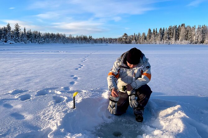 Levi: Small group ice fishing experience - Setting up live bait and fishing for perch