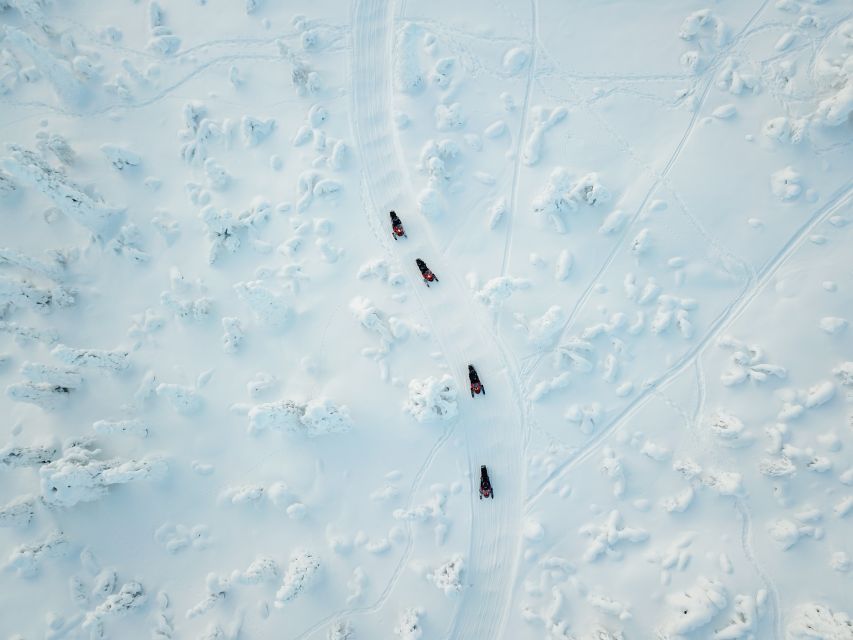 Levi: Snowmobile Safari with Ice Fishing and Outdoor Lunch - Forest trails and frozen water
