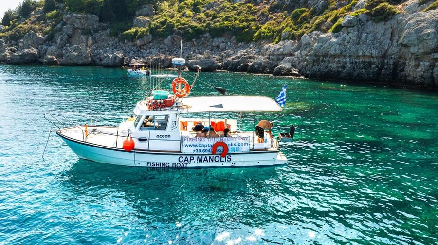 Rhodes: Captain Manolis Fishing Trip with BBQ and Swimming - From Kolona Port to the first fishing spots