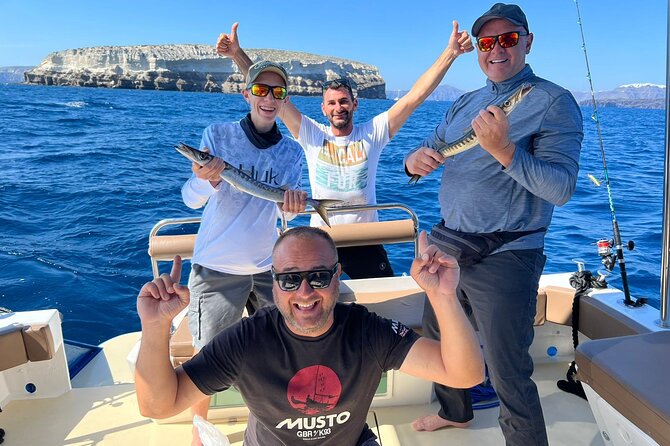 Santorini Fishing Private Cruise boat tour - BBQ, Snorkeling - Swimming and snorkeling in quiet coves