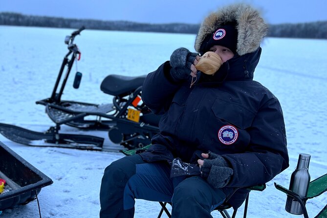 VIP Ice Fishing "ICEBREAKER" Lunch in Glass Igloo - Snow scooters for adults and children