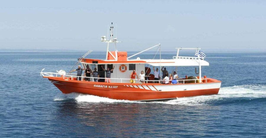 Zante Fishing Tours - Gathering the nets and checking the catch